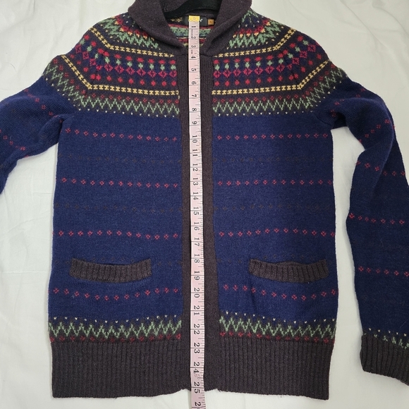 Farah Falcon Vintage 100% Wool Men's Fairisle Shawl Collar Cardigan Sweater S - Picture 9 of 12